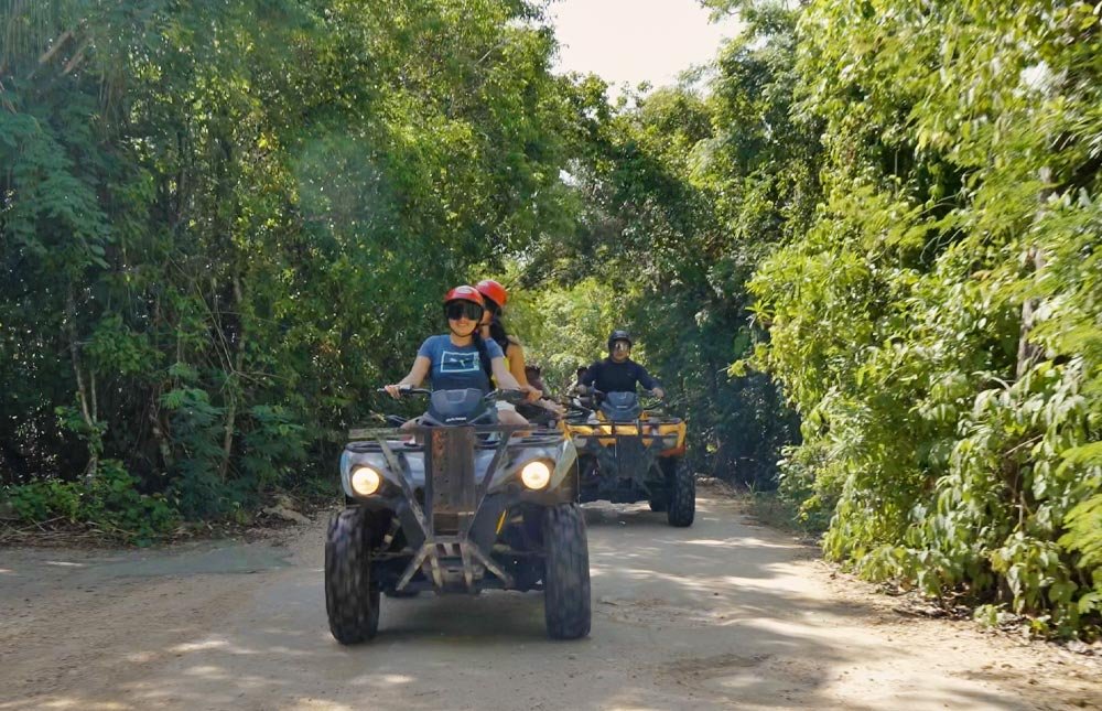 ATVs on a jungle trail